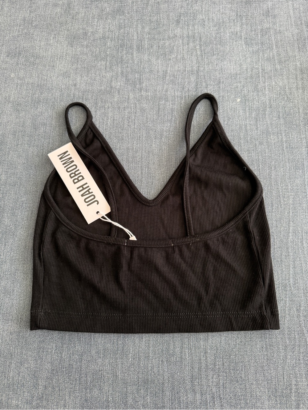 Joah Brown Black Ribbed V-Neck Bralette - Picture 2 of 3